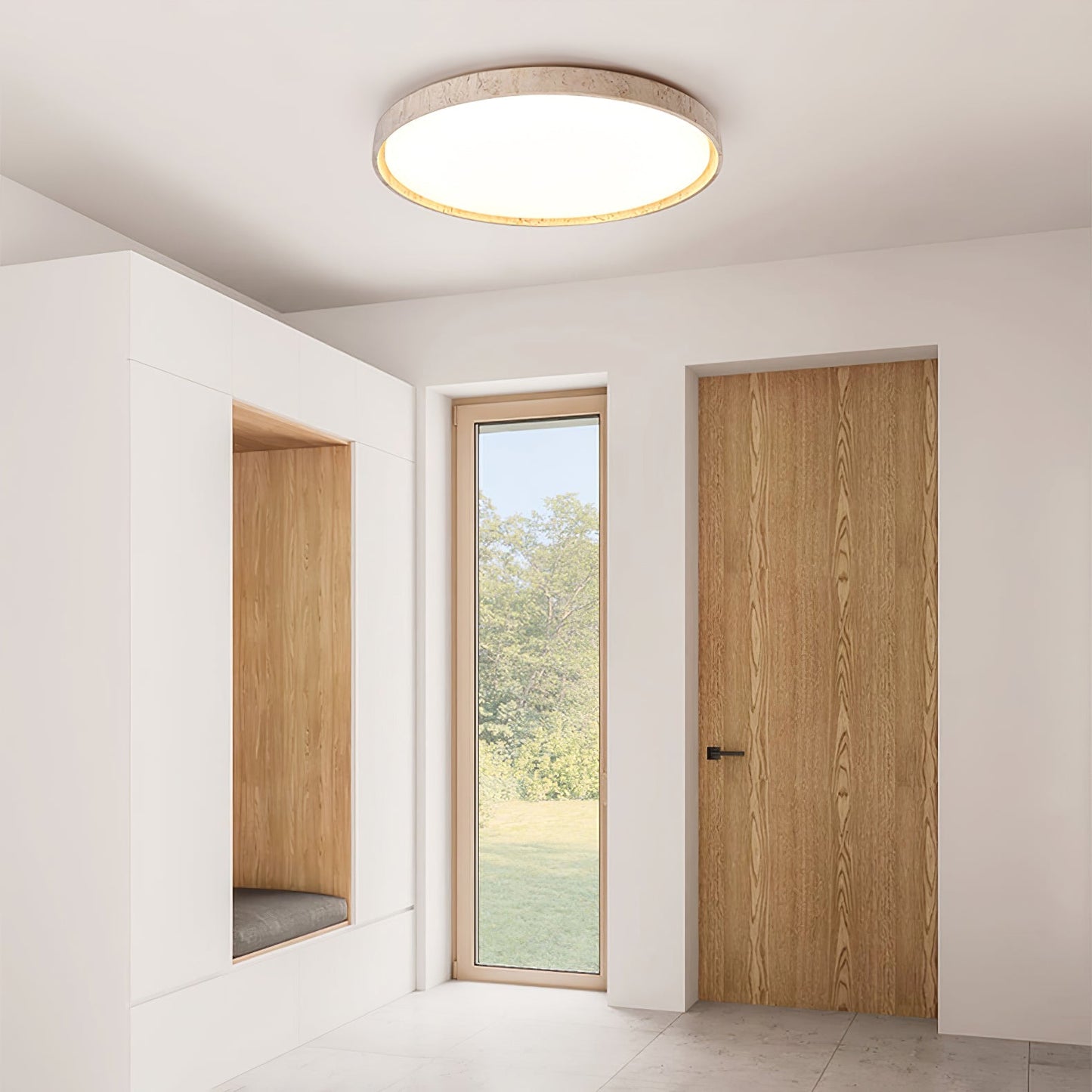 Kathy Plafondlamp Rond in Travertin
