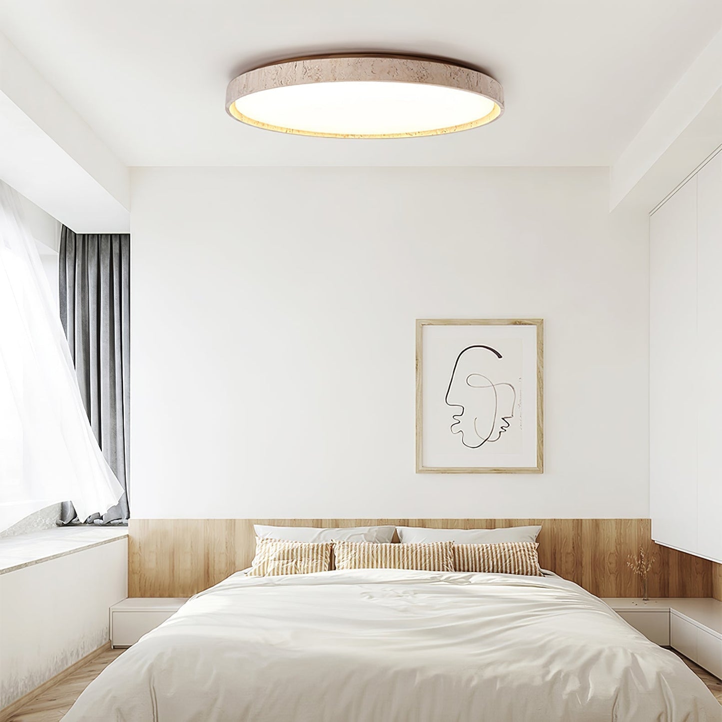 Kathy Plafondlamp Rond in Travertin