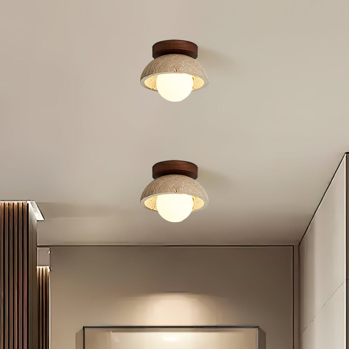Mysa Minimalistische Travertin Plafondlamp