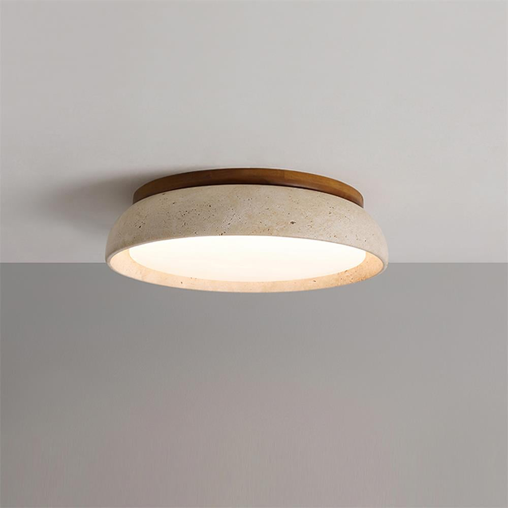 Aureli Houten Basis Travertine Plafondlamp