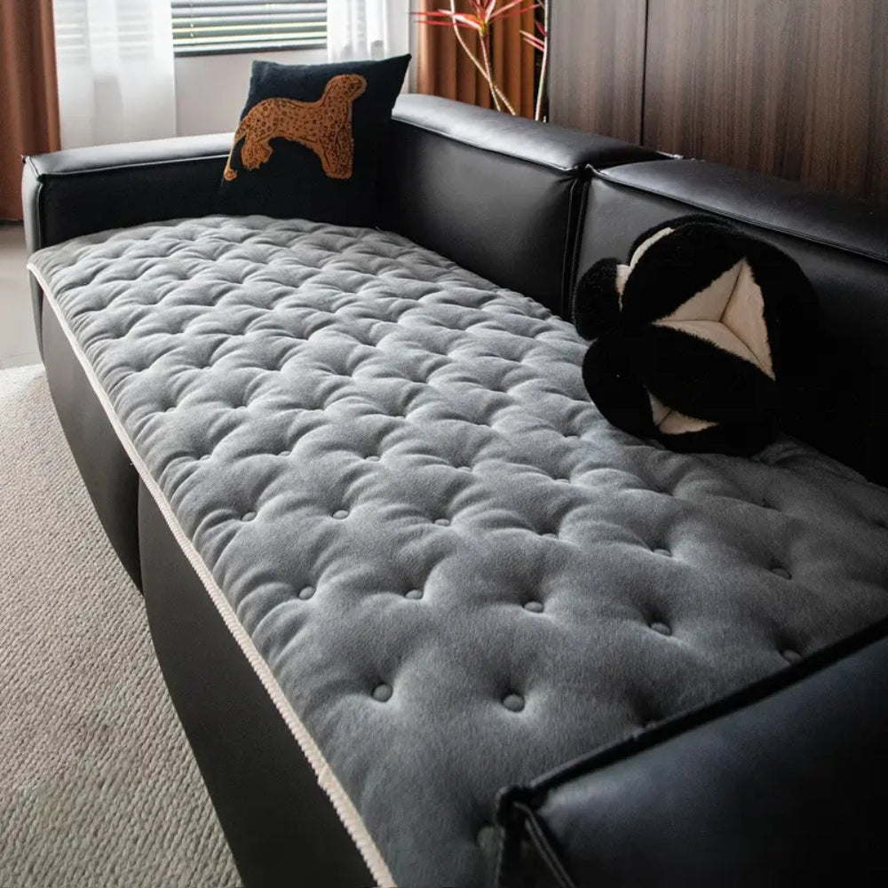 Pluche Knop-Tufted Sofa Hoes