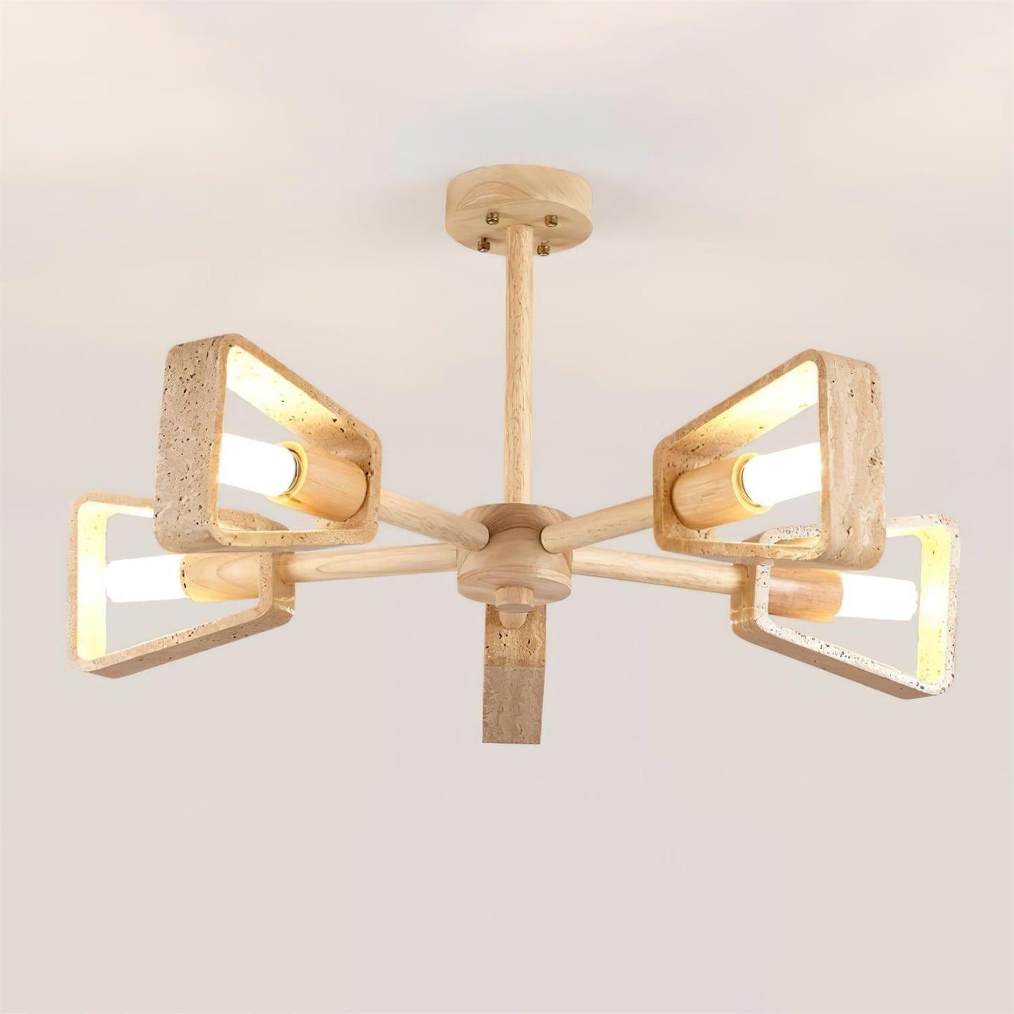Feyno Plafondlamp van Travertin en Hout