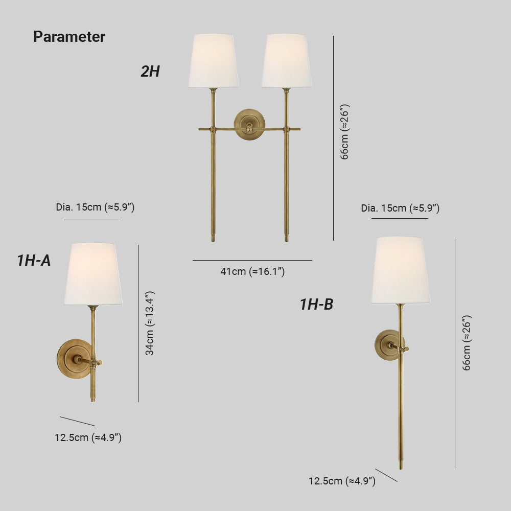Theodore Wandlamp Messing Stof