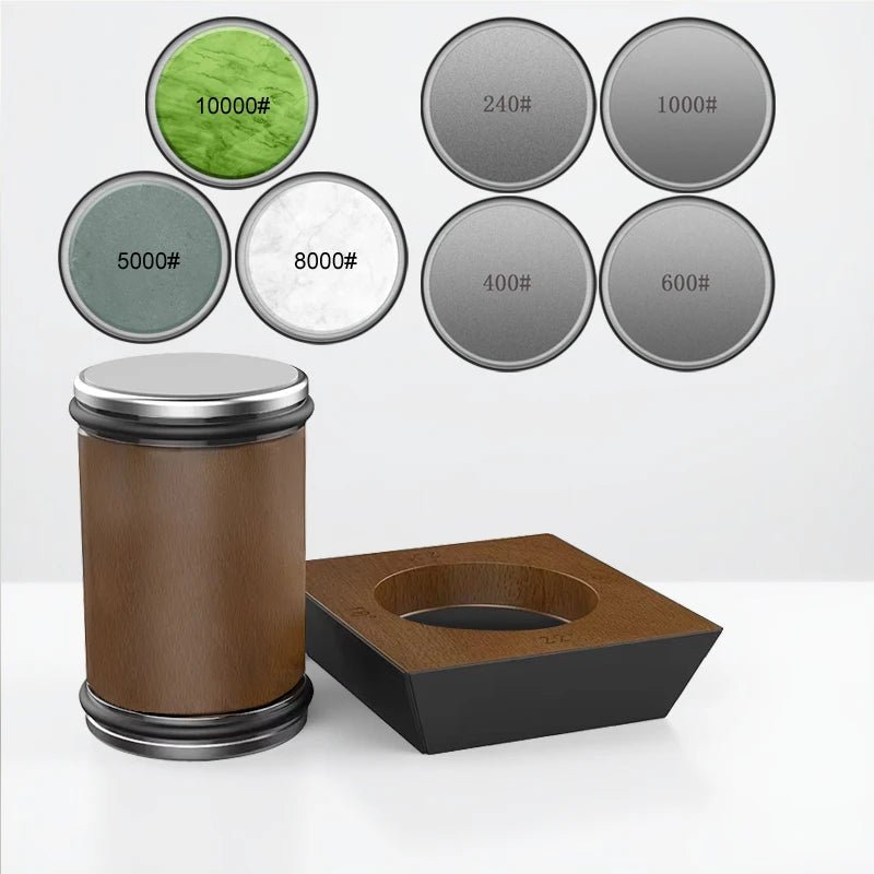 DIASHARP – Rollende Messcherfset met Diamantslijper en Houten Platform