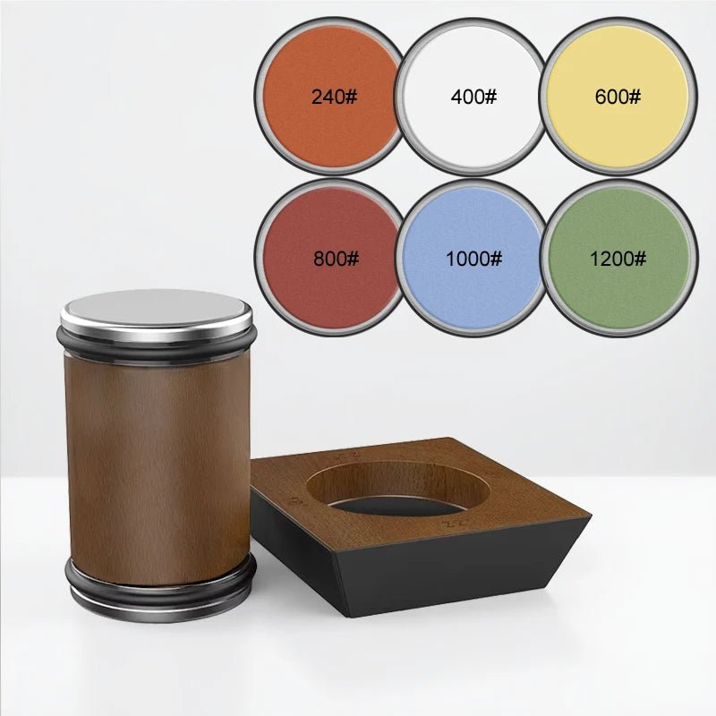 DIASHARP – Rollende Messcherfset met Diamantslijper en Houten Platform
