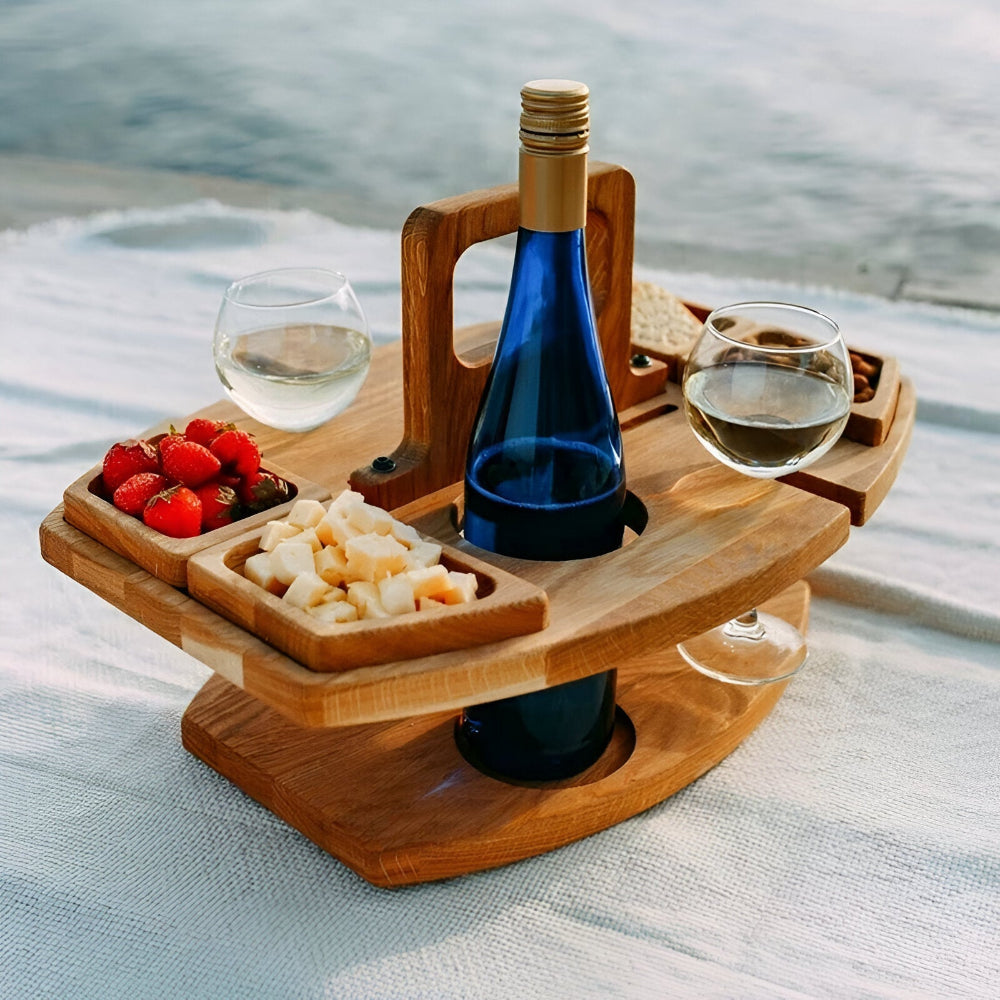 Dionara - Opvouwbare Houten Picknicktafel met Wijnhouder