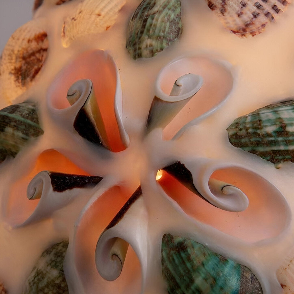 Retro Kleurrijke Natuurlijke Schelp Handgemaakte Messing Hanglamp