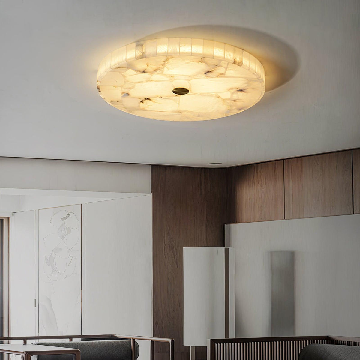 Delya Ronde Alabaster Plafondlamp