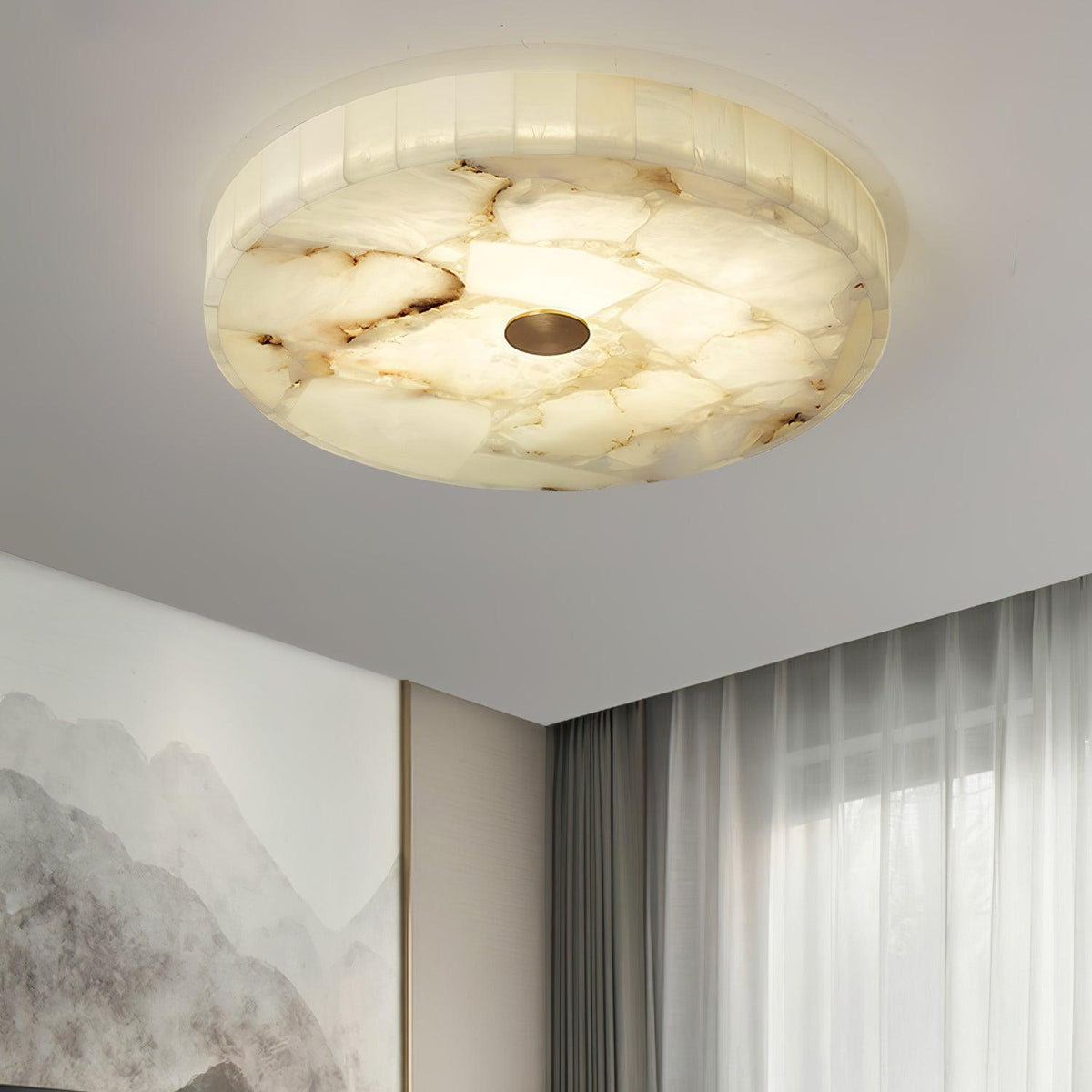 Delya Ronde Alabaster Plafondlamp