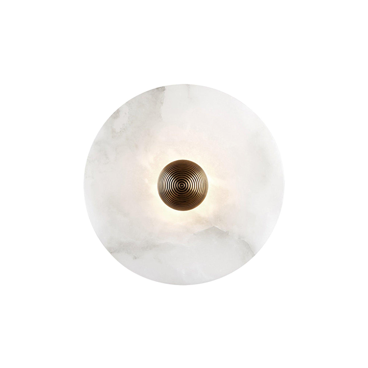 Ronde Wandlamp Alabaster Geribbeld Messing