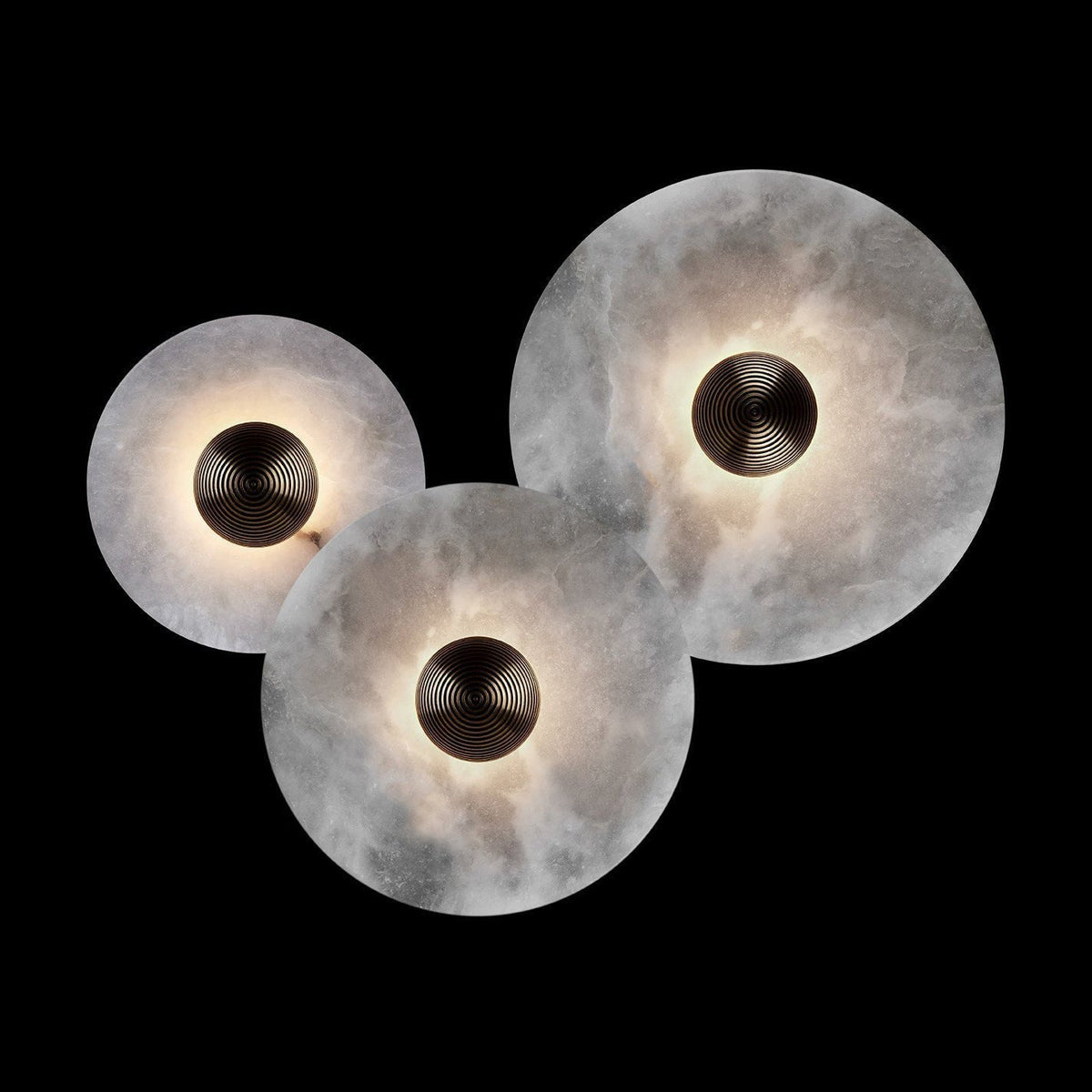 Ronde Wandlamp Alabaster Geribbeld Messing