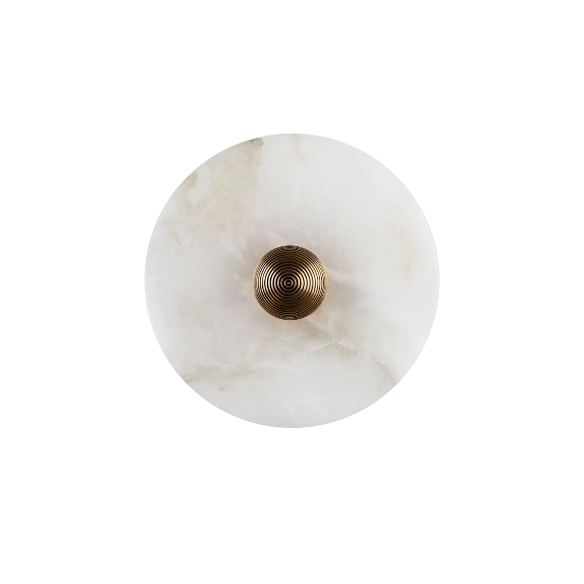 Ronde Wandlamp Alabaster Geribbeld Messing