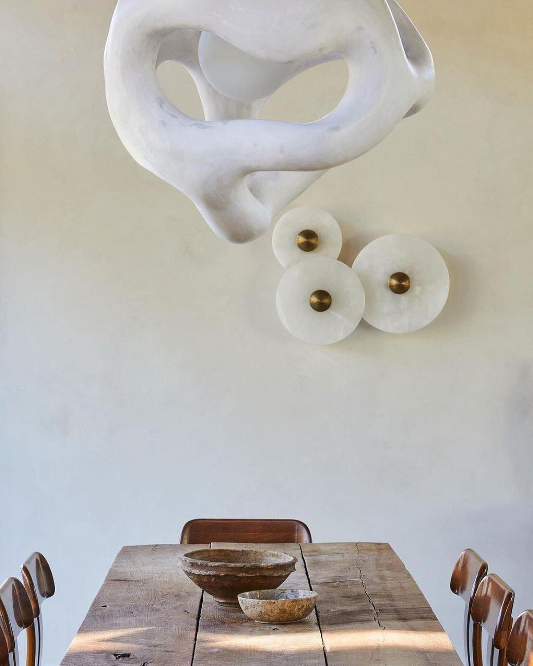 Ronde Wandlamp Alabaster Geribbeld Messing