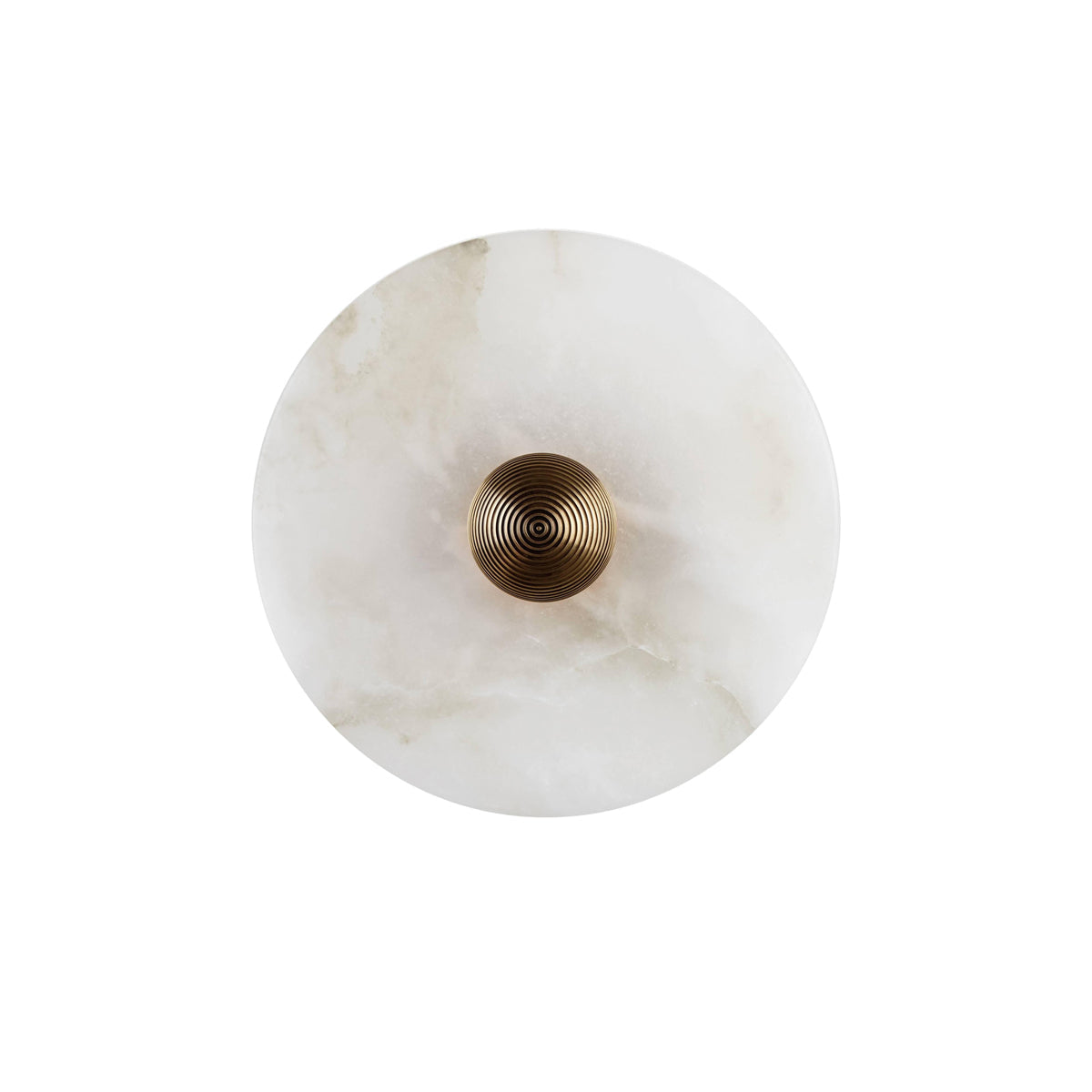 Ronde Wandlamp Alabaster Geribbeld Messing