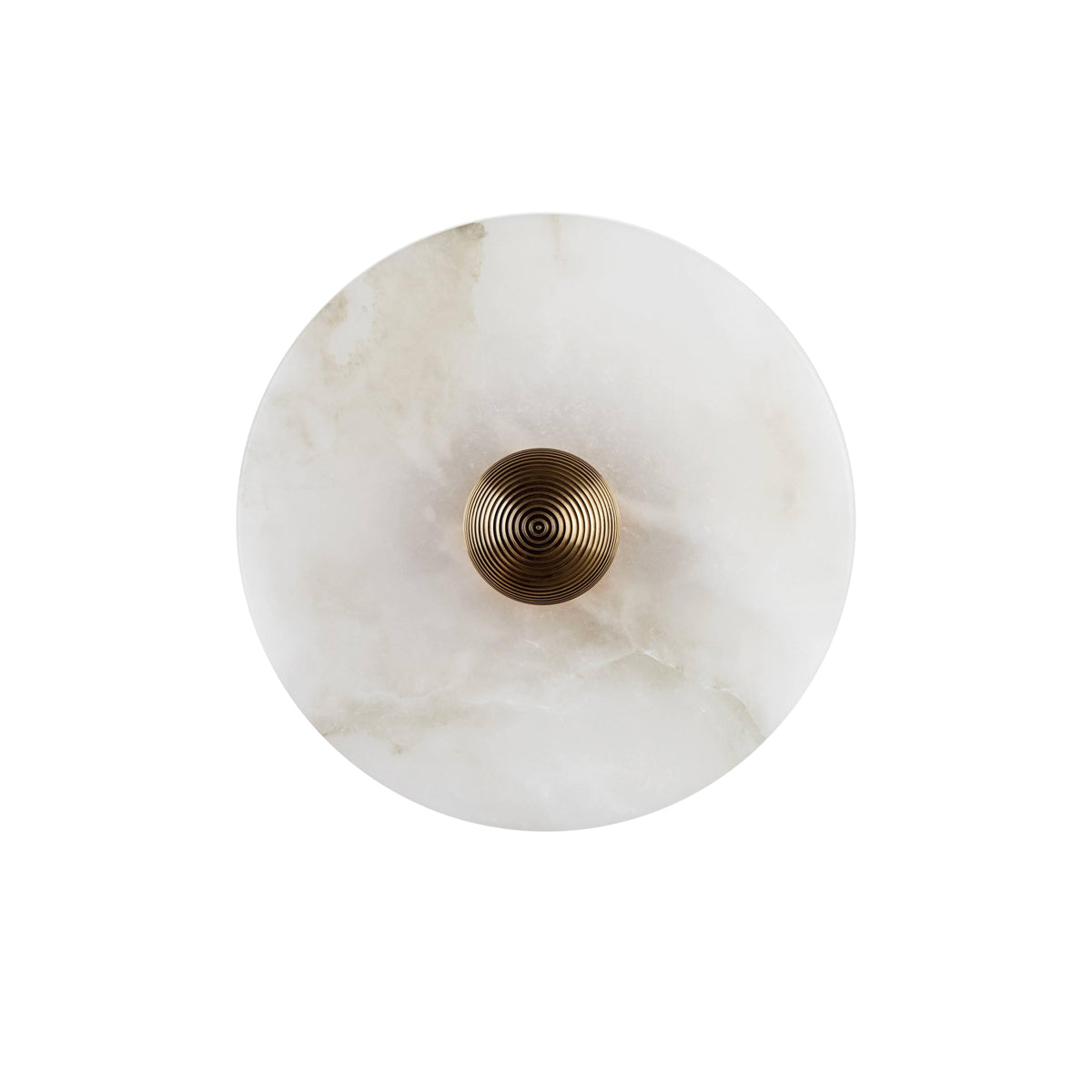 Ronde Wandlamp Alabaster Geribbeld Messing