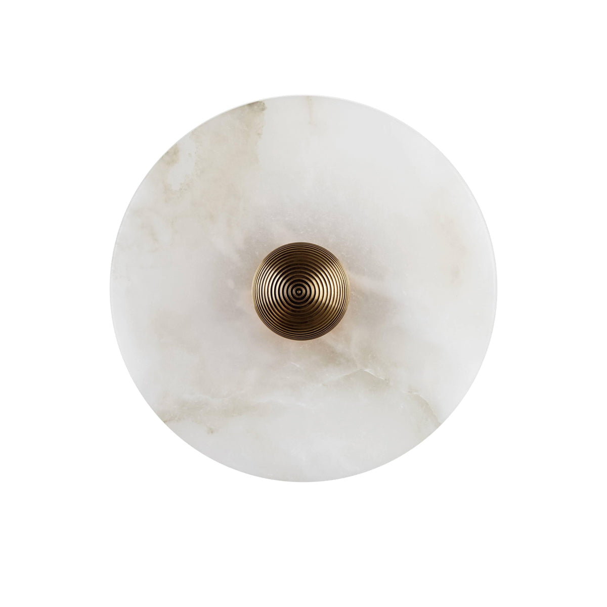 Ronde Wandlamp Alabaster Geribbeld Messing