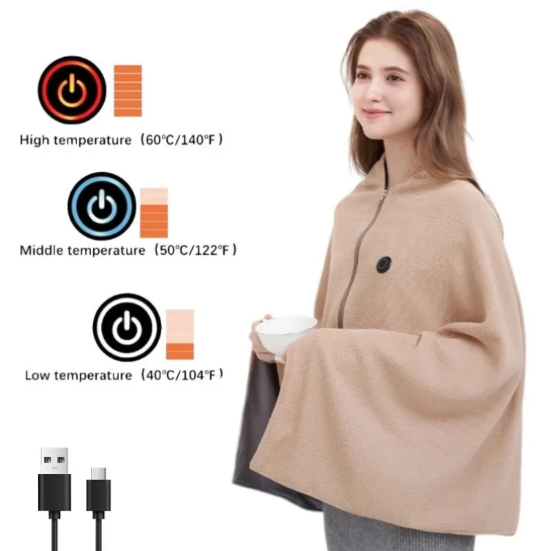 CozyTherm Wear USB-Warmtedeken om te Dragen | 150 × 85 cm | 3 Temperatuurstanden | Wasbaar in de Machine & Draagbaar