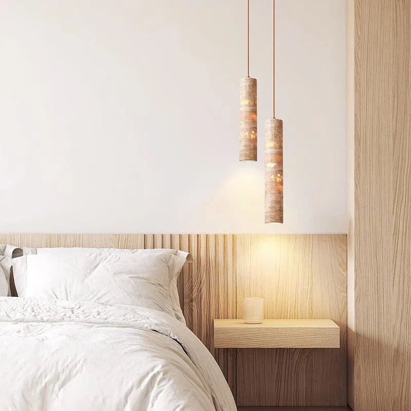 Crème Travertin Tube Hanglamp