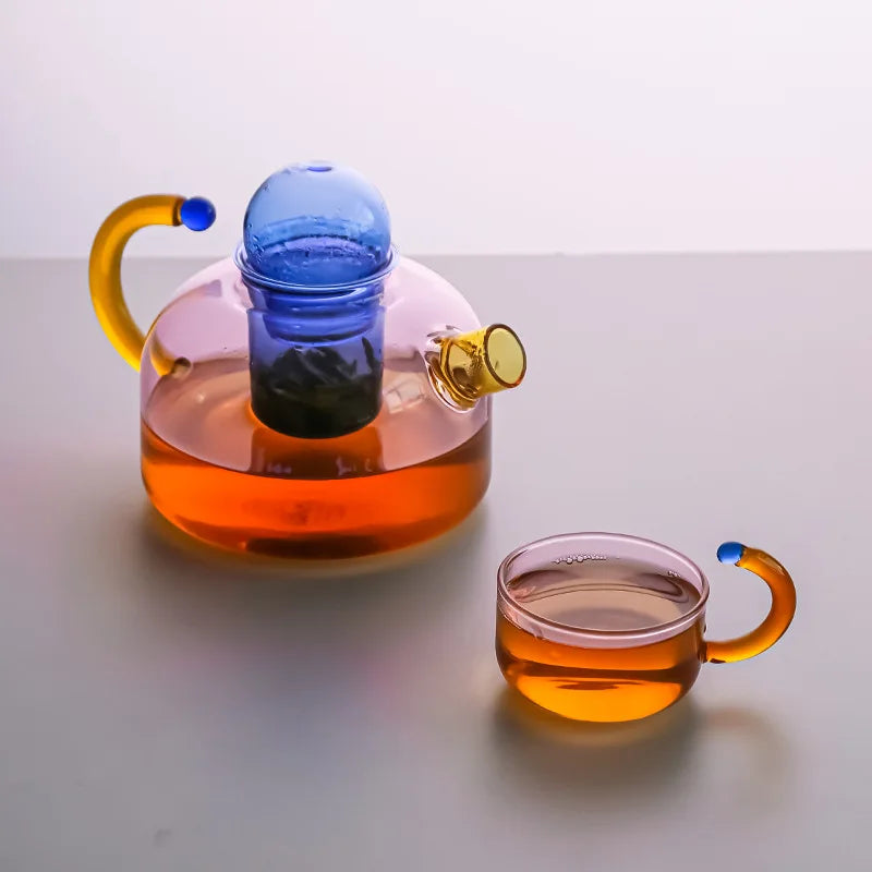 Contrasterende Kleur Glas Theeset