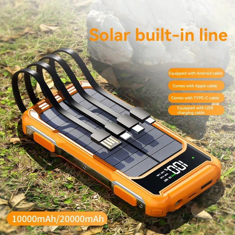 Powerbank Solare Voltora 20K | 20.000mAh | 4-in-1 Kabel | Snelladen & Nood LED | Voor iPhone & Samsung