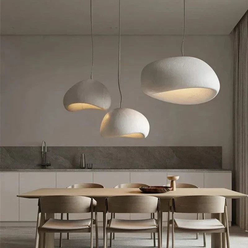 Hangende LED plafondlamp in wabi-sabi stijl