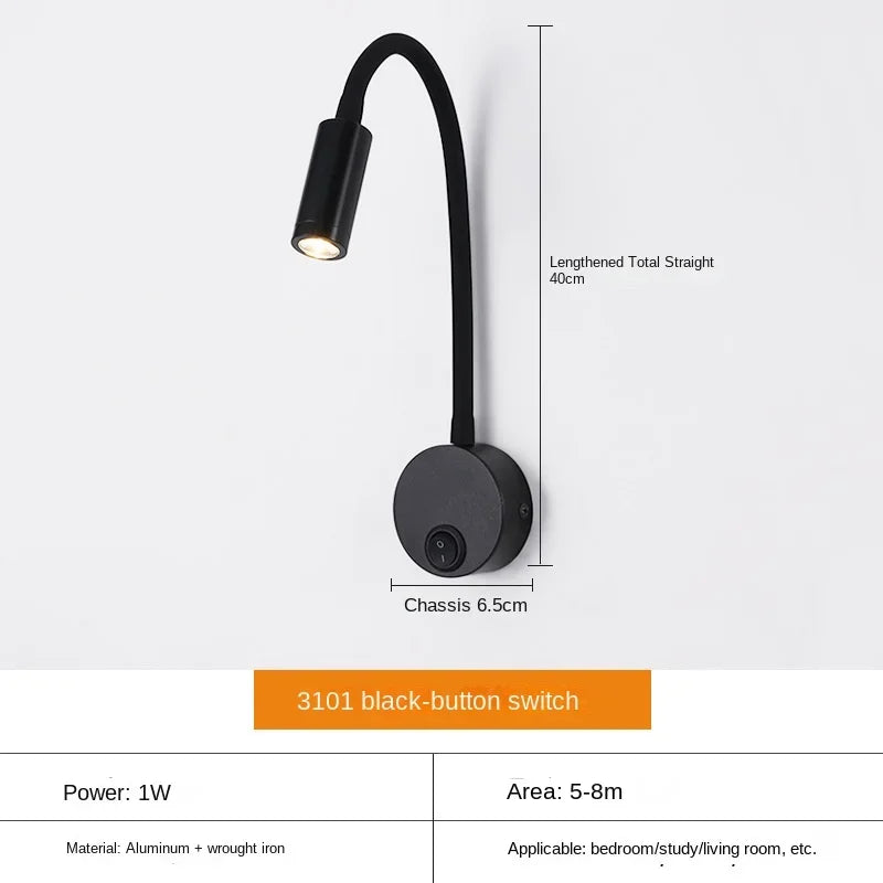 Veelzijdige LED-Wandlamp: Modern, Flexibel, Perfect om in Bed te Lezen