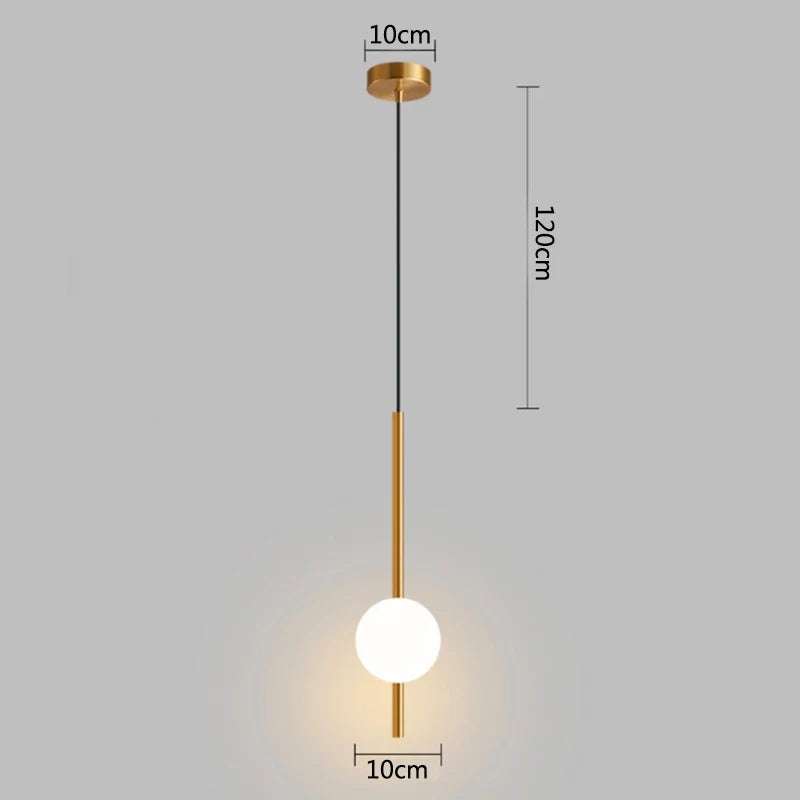 Moderne gouden hanglamp met bolvormige lampenkap | Minimalistische LED plafondlamp