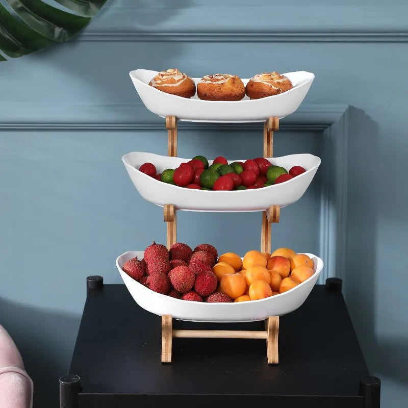 FruitTriad | Drie-laagse fruitschaal van kunststof