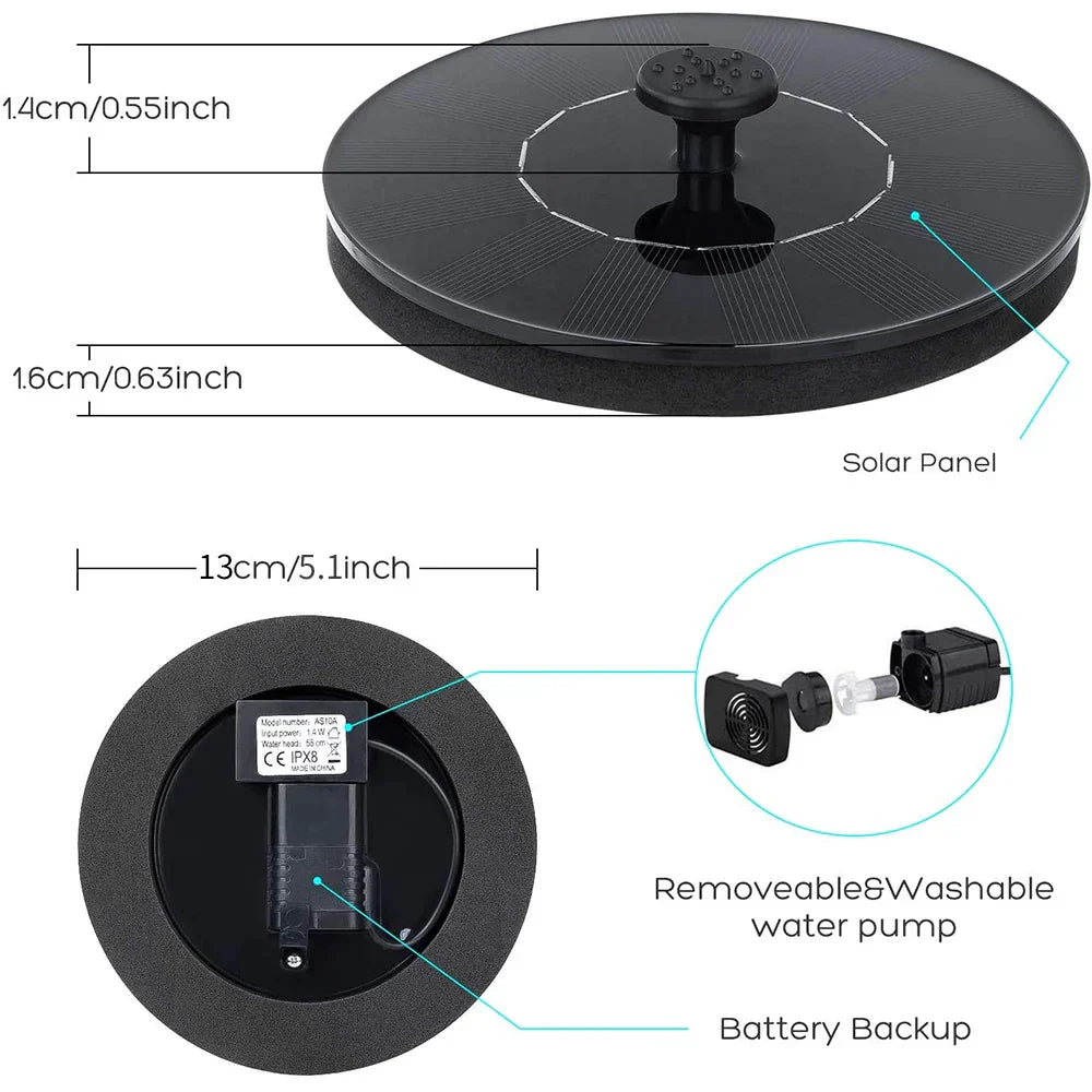 SolarFlow™ | Zonne Springbrunnen – Drijvend, zonder stroom & waterdicht