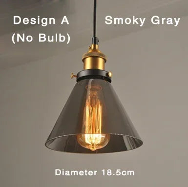 Industriële retro hanglamp met glas – Rookglas lampenkap