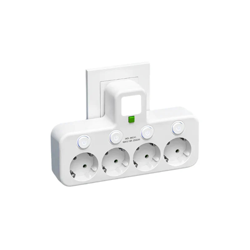 Brehn | Meervoudige stekkerdoos VOLTRIQ ProLine | 3–4 aansluitingen + 2× USB & 1× Type-C | 2500 W | Overspanningsbeveiliging & controle schakelaar