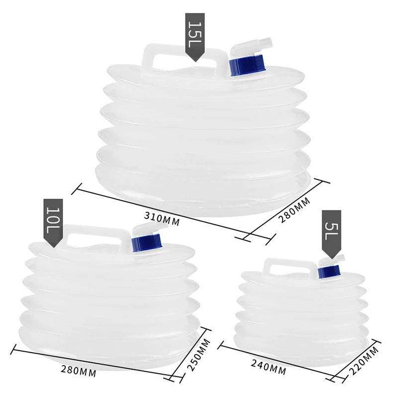 AquaEssence Luxe Opvouwbare Watercontainer | Veelzijdige 5L-15L opvouwbare fles voor moeiteloze hydratatie tijdens buitenavonturen