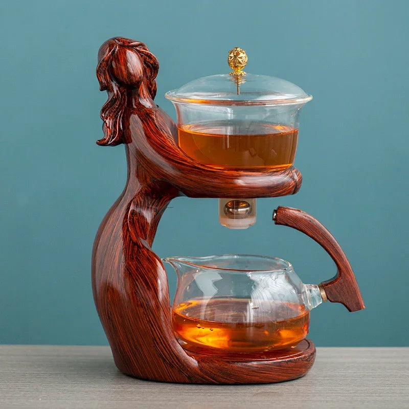 TeaLux Artisan Theepot Set | Elegante automatische theeset met hittebestendig glas en stijlvolle houder voor de perfecte brouwervaring