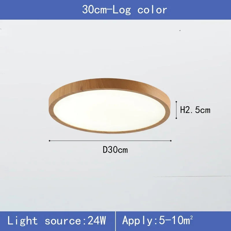 Moderne ronde LED plafondlamp met houten frame