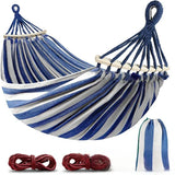 Dubbele Canvas Hangmat met Houten Spreiders voor Buiten