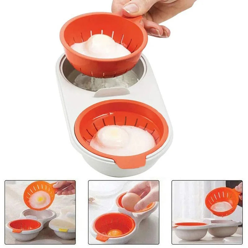 GourmetNest Luxe Eierscheider Set | Premium dubbele kop magnetron ei-koker voor perfect gestoomde eieren elke keer