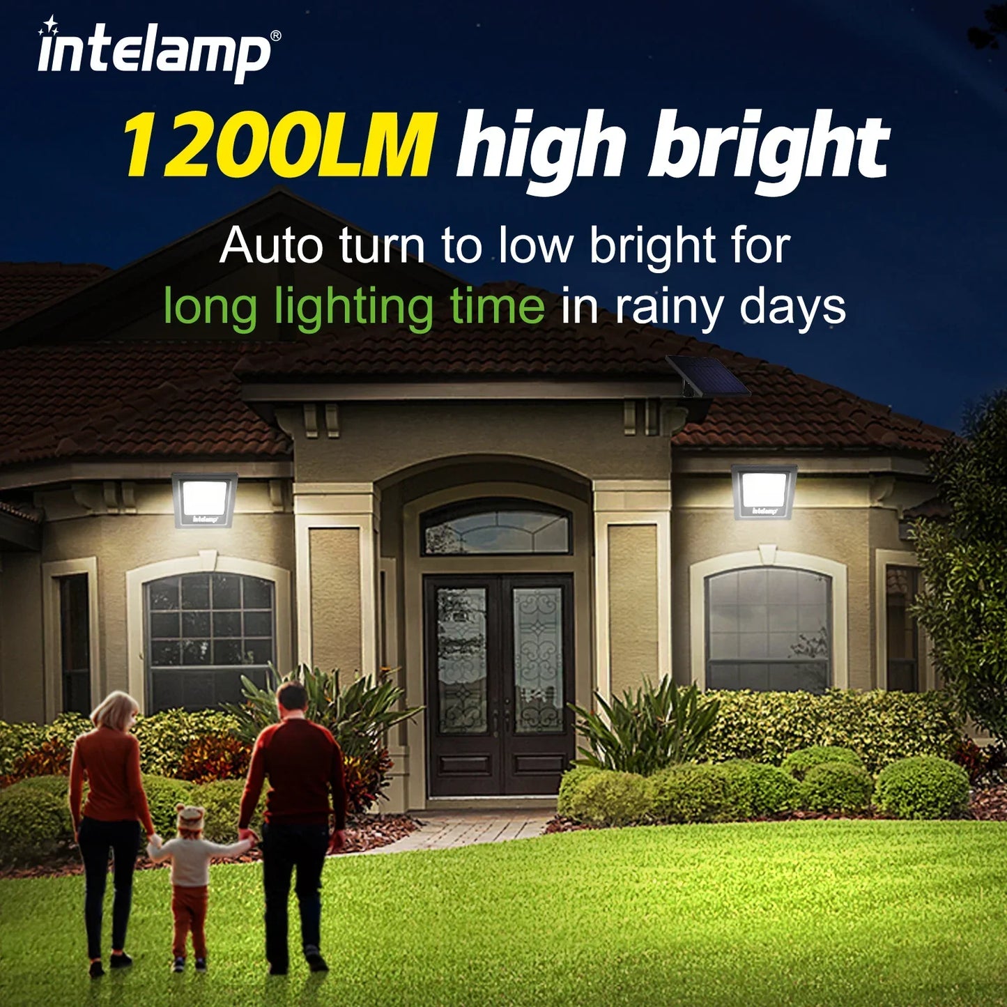 Zonne-energie LED Veiligheidslamp LumiSecure Duo | Set van 2 | 1200LM Super Helder | IP65 Waterdicht | Tuin, Binnenplaats & Terras