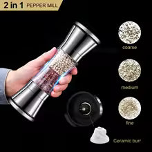 Macina spezie 2-in-1 SPICURA DuoMill | Dubbele roestvrijstalen molen voor zout en peper | Handmatig en Stijlvol
