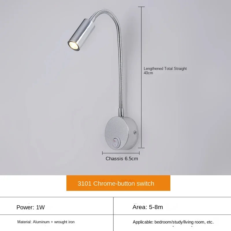 Veelzijdige LED-Wandlamp: Modern, Flexibel, Perfect om in Bed te Lezen