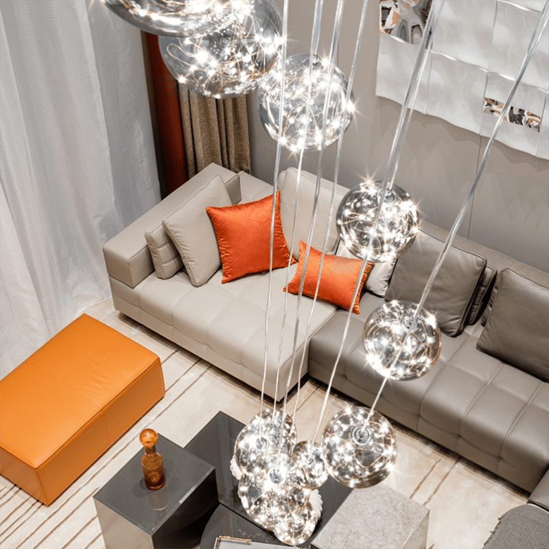 AstraLumen Glazen Bol Trap Chandelier Verhoogt Trapverlichting