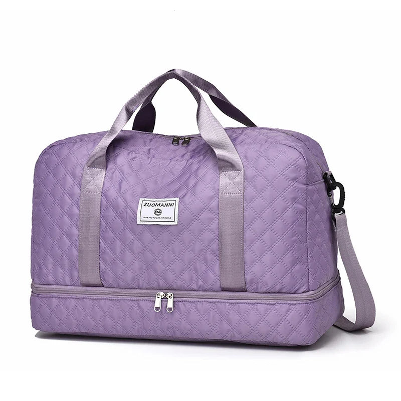 Raumio TravelFlex Lichte Reisetas met Ruitpatroon | Grote Sport- & Weekendtas met Schoenenvak & Vochtvak | Handbagagegeschikt & Opvouwbaar