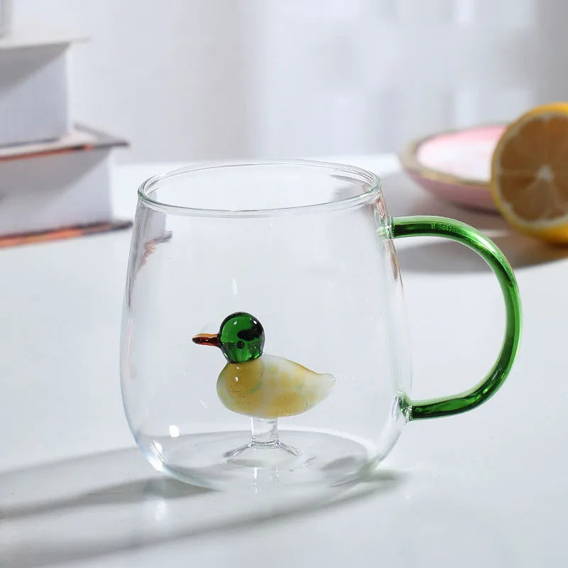 Glazen beker met dierenmotief | Speelse dierenmokken voor sap, thee en decorati