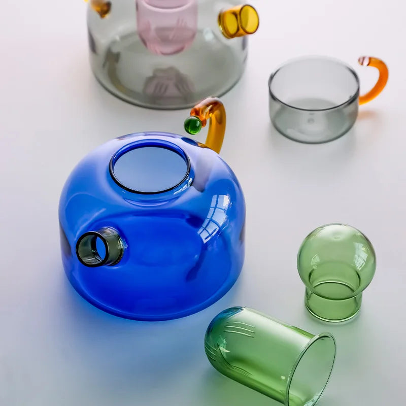 Contrasterende Kleur Glas Theeset