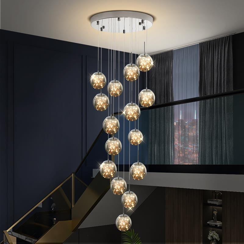 AstraLumen Glazen Bol Trap Chandelier Verhoogt Trapverlichting