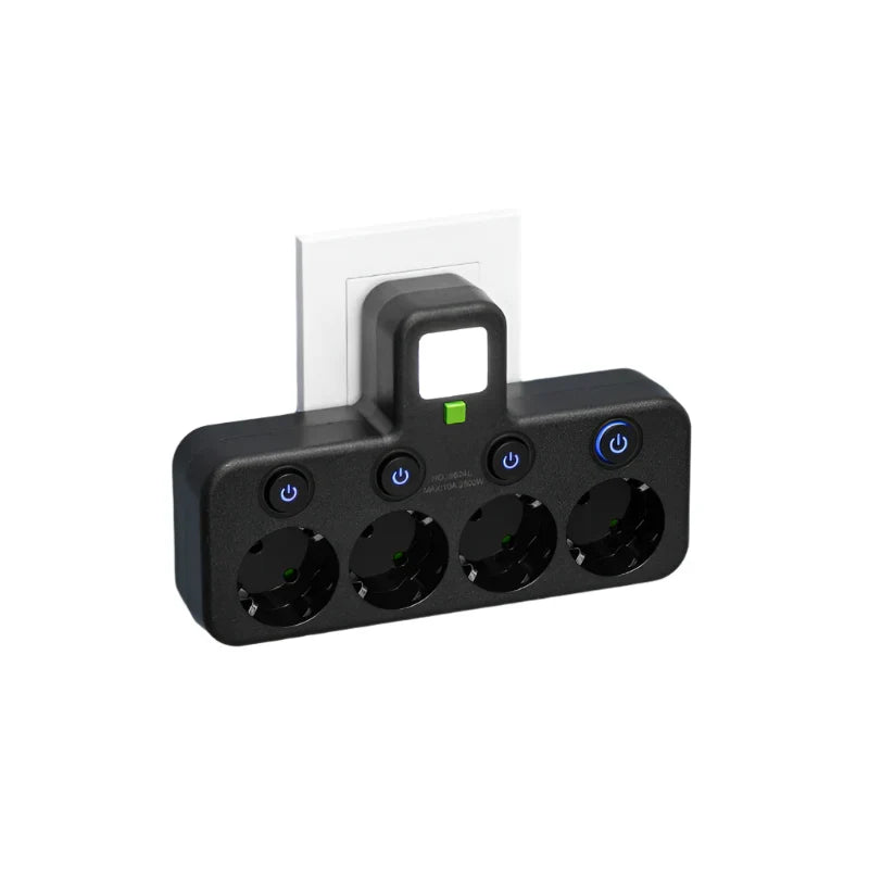 Brehn | Meervoudige stekkerdoos VOLTRIQ ProLine | 3–4 aansluitingen + 2× USB & 1× Type-C | 2500 W | Overspanningsbeveiliging & controle schakelaar
