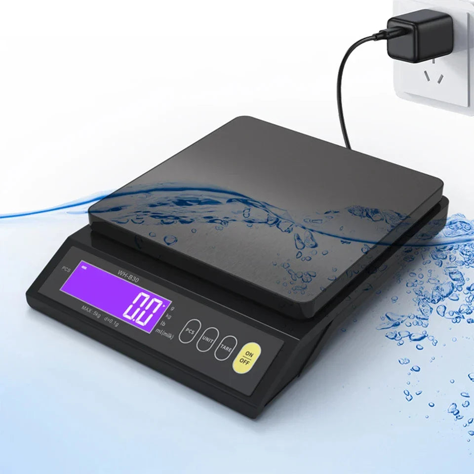 Skanto | 5 kg/0,1 g en 10 kg/1 g digitale elektronische keukenweegschaal, LCD-scherm, volledig waterdicht roestvrijstalen gereedschap voor bakken