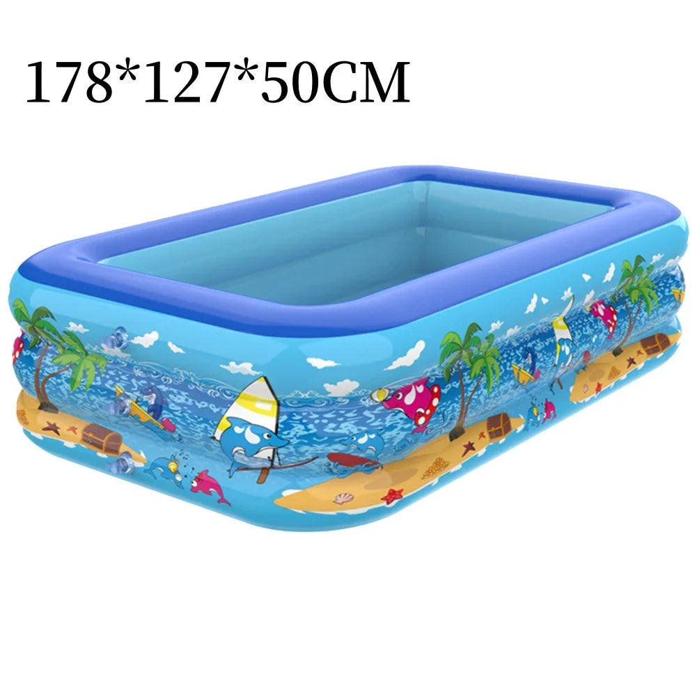 Luftolino Opblaasbaar Kinderzwembad | 110–180 cm | Extra Dikke PVC | Cartoon-Design voor Tuin & Balkon