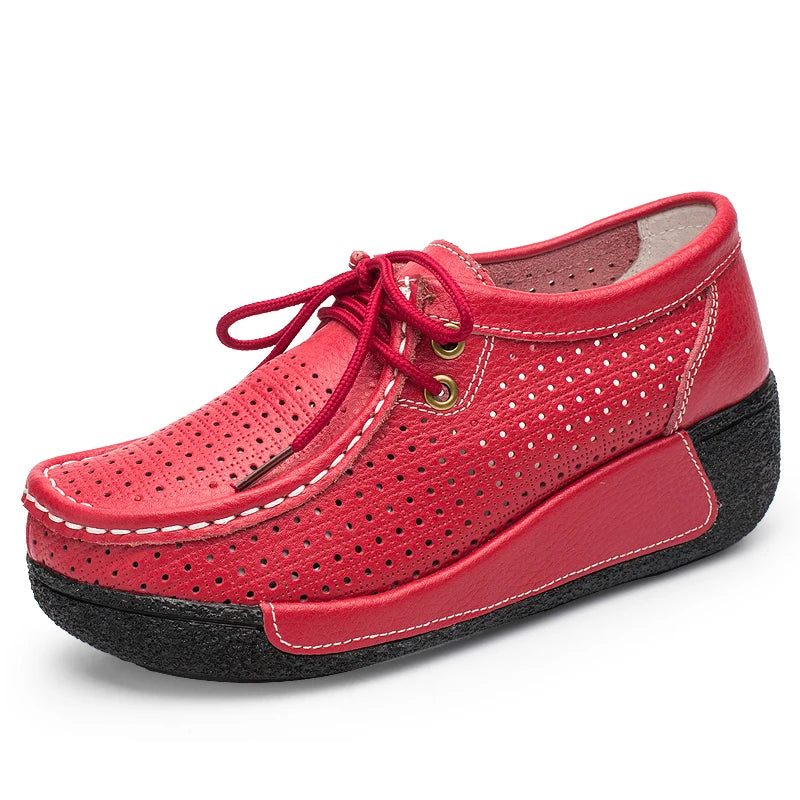 LuxeStride Leren Loafers | Elegant ontworpen platte platform mocassins voor ultiem comfort en stijl