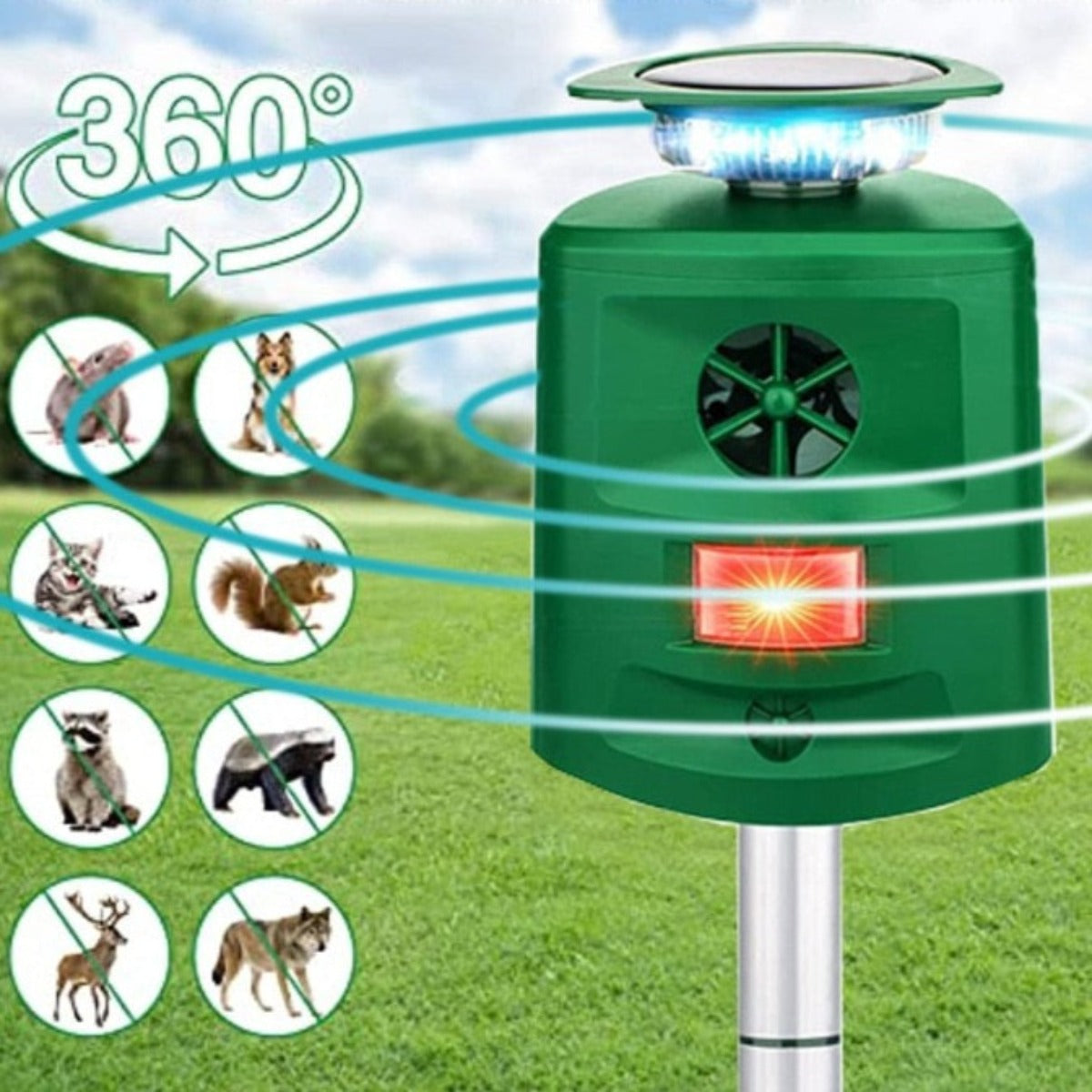 Zonne-energie Ultrasoon Dierenafschrikker