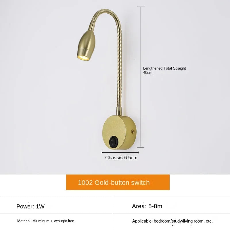 Veelzijdige LED-Wandlamp: Modern, Flexibel, Perfect om in Bed te Lezen